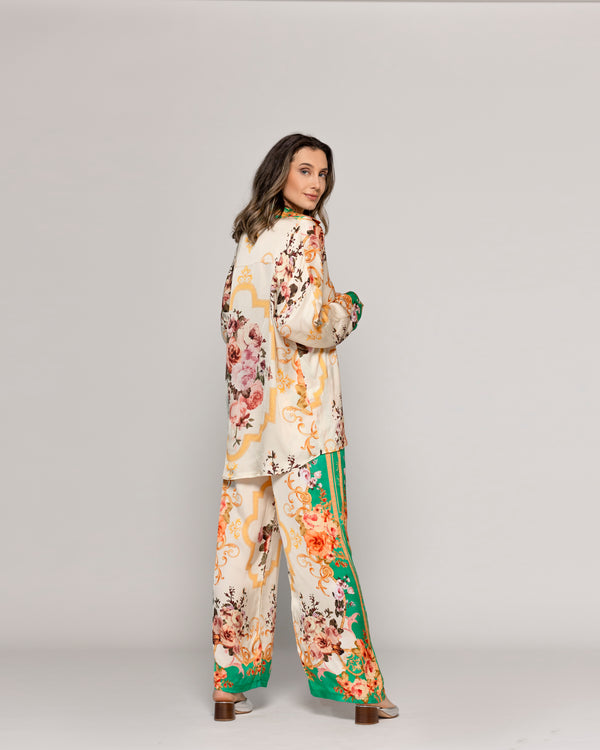 Blusa Mujer Brenna Tipo Satín Estampado  Verde Lineatre