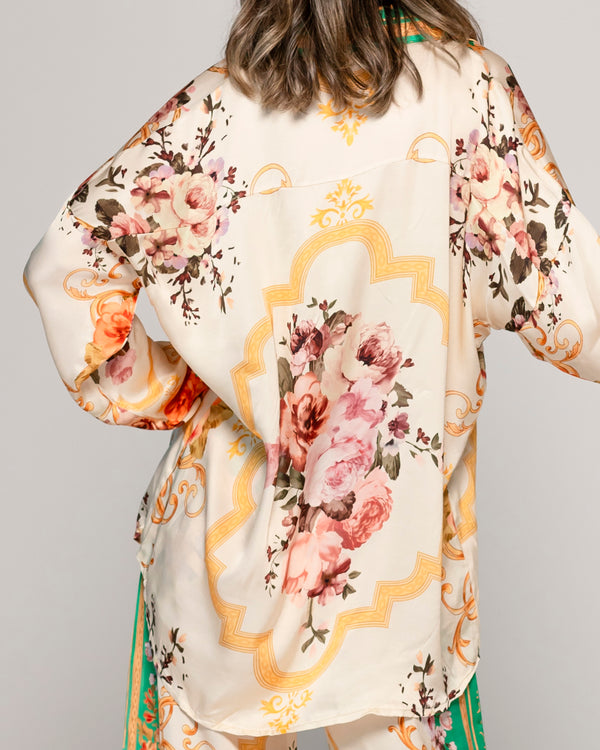 Blusa Mujer Brenna Tipo Satín Estampado  Verde Lineatre