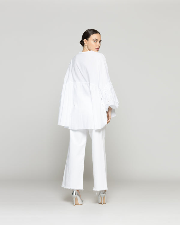 Blusa Mujer Berenice De Algodón Con Broderie Oversized Blanca Lineatre