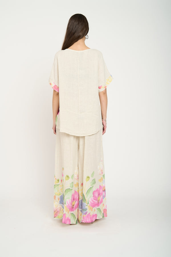 Blusa Mujer Marina Lino Beige Lineatre