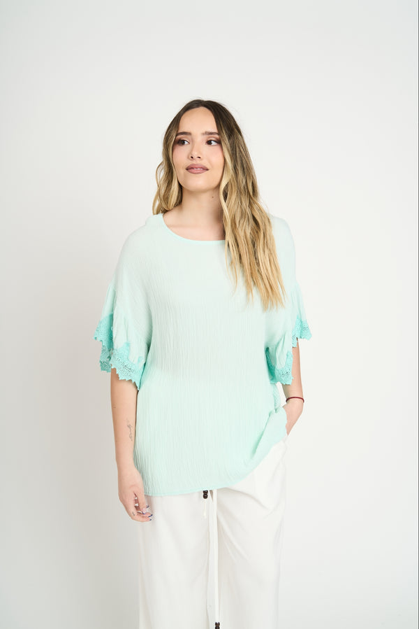 Blusa Mujer Roberta Cuello redondo Menta Lineatre