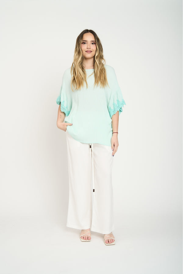 Blusa Mujer Roberta Cuello redondo Menta Lineatre