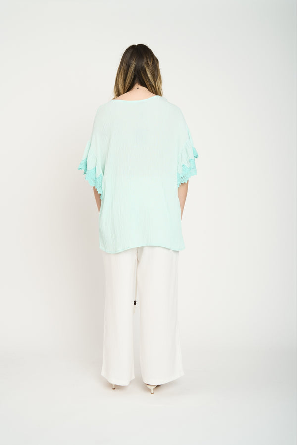 Blusa Mujer Roberta Cuello redondo Menta Lineatre