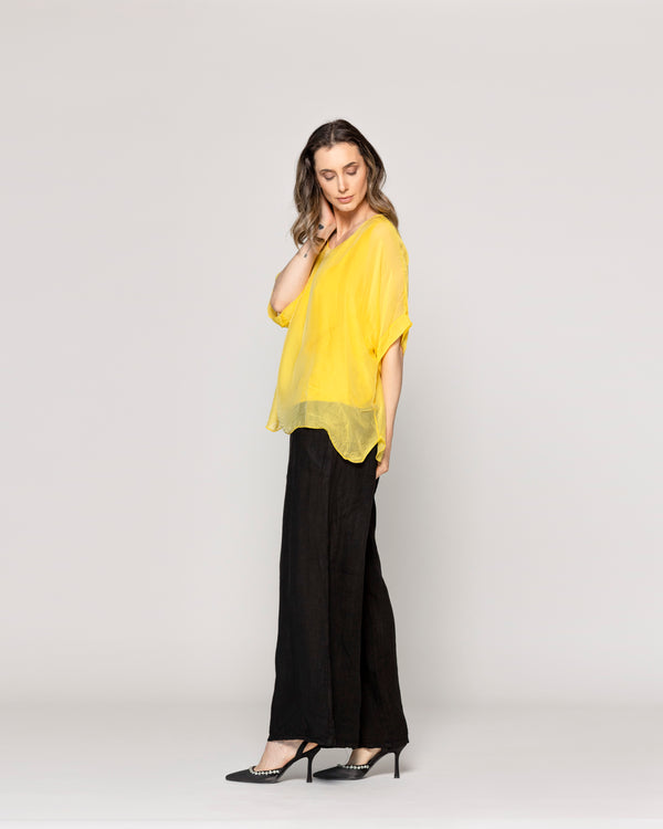 Blusa Mujer Boruta Mangas Murciélago Amarilla Lineatre