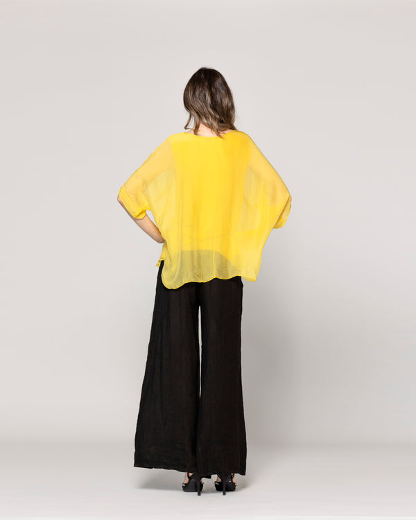 Blusa Mujer Boruta Mangas Murciélago Amarilla Lineatre