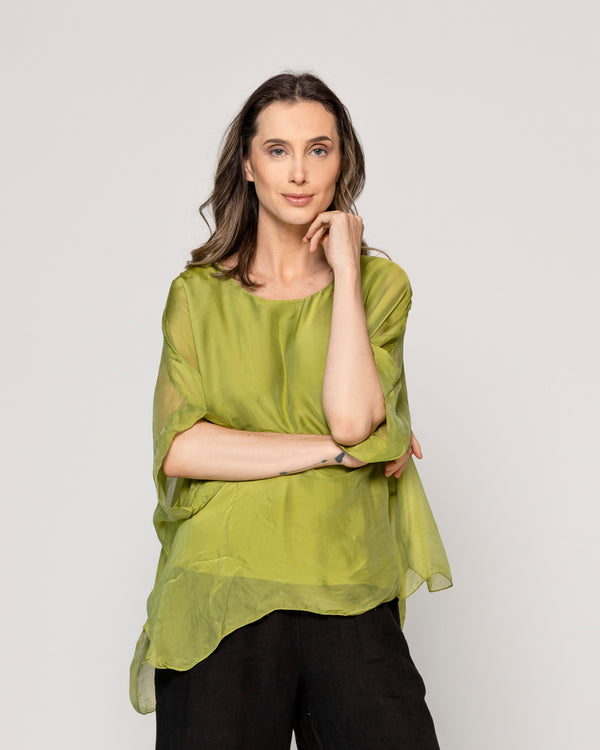 Blusa Mujer Boruta Mangas Murciélago Verde Oliva Lineatre