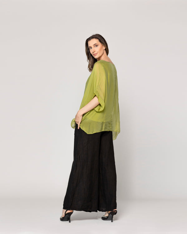 Blusa Mujer Boruta Mangas Murciélago Verde Oliva Lineatre