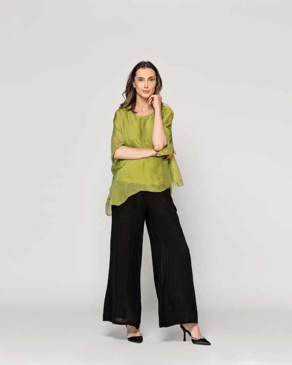 Blusa Mujer Boruta Mangas Murciélago Verde Oliva Lineatre