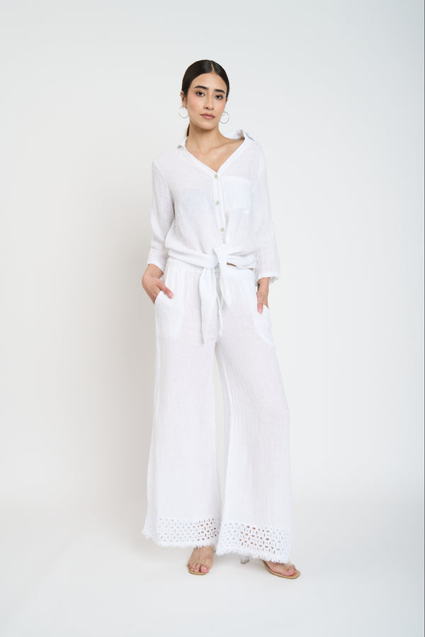 Blusa Mujer Priscila Escote en V Blanco Lineatre