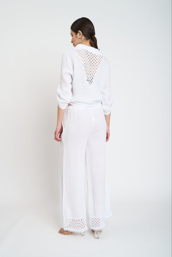 Blusa Mujer Priscila Escote en V Blanco Lineatre