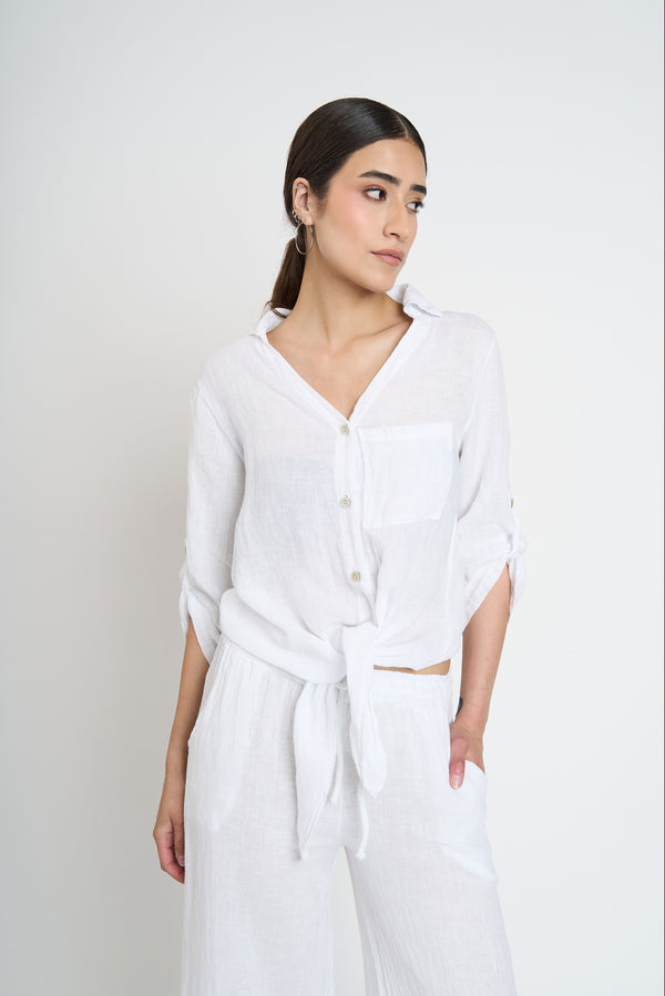 Blusa Mujer Priscila Escote en V Blanco Lineatre