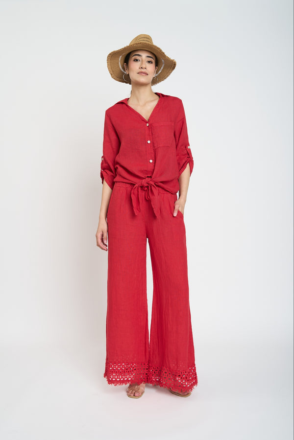 Blusa Mujer Priscila Escote en V Rojo Lineatre