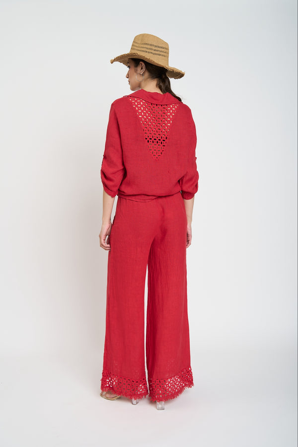 Blusa Mujer Priscila Escote en V Rojo Lineatre