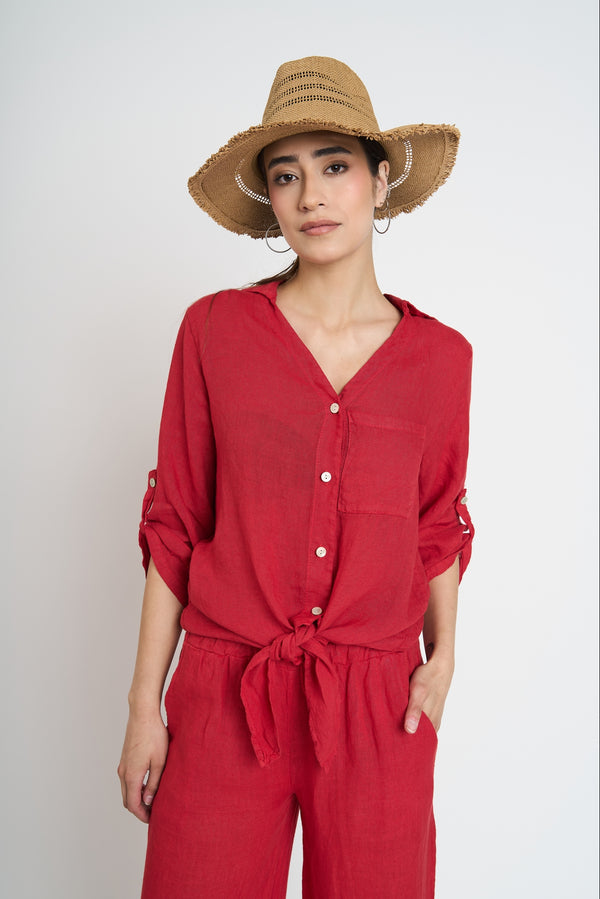 Blusa Mujer Priscila Escote en V Rojo Lineatre