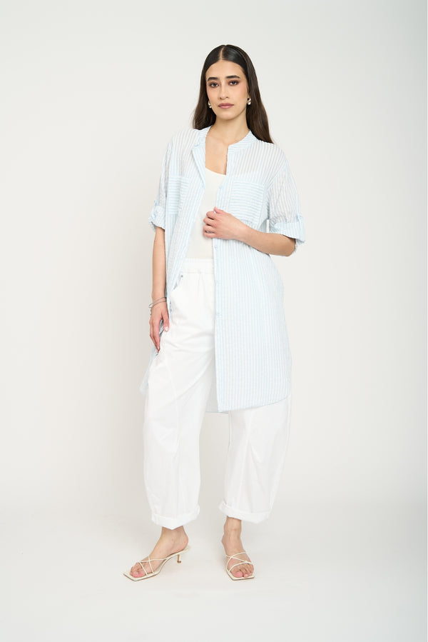 Pantalón Mujer Montserrat Largo Tiro Alto Blanco Lineatre