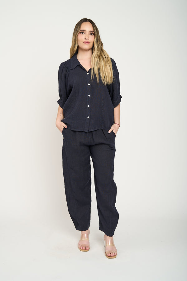 Blusa Mujer Romina Lino Navy Lineatre