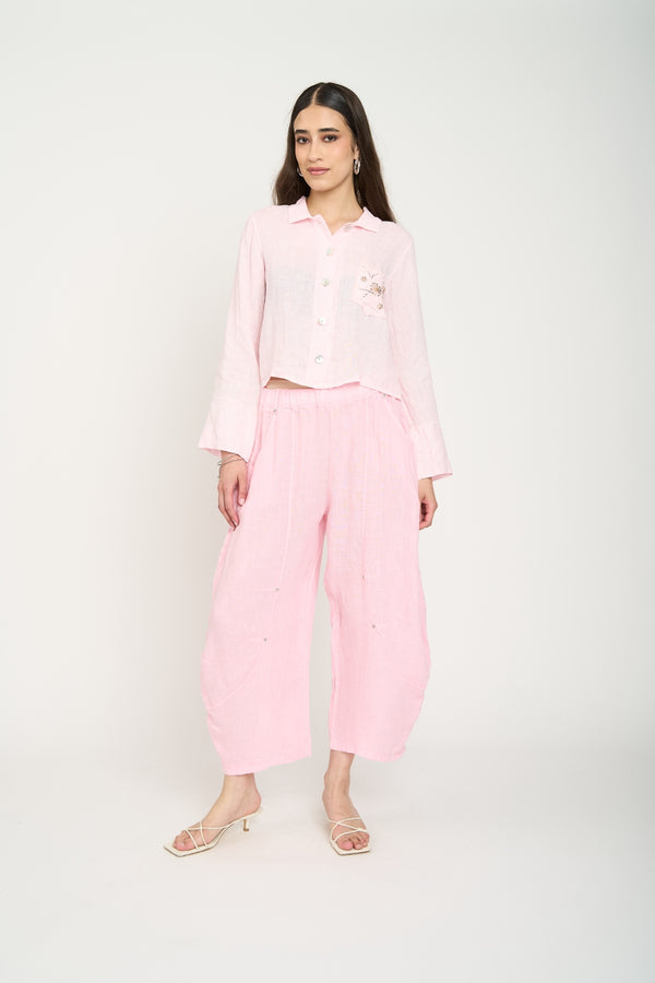 Blusa Mujer Sabrina Lino Rosa Lineatre