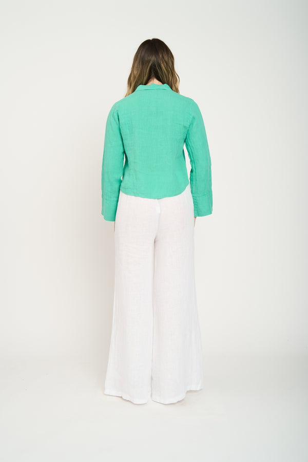 Blusa Mujer Sabrina Lino Verde Lineatre