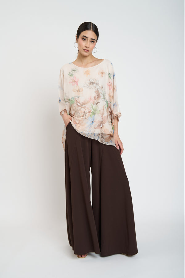 Blusa Mujer Serena Cuello redondo Beige Lineatre