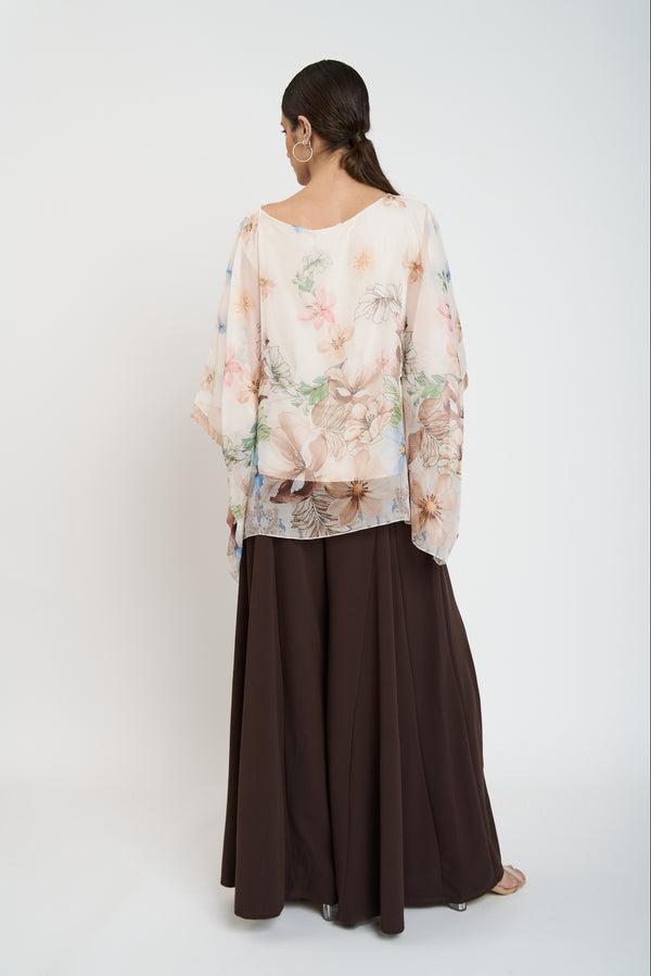 Blusa Mujer Serena Cuello redondo Beige Lineatre