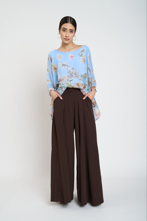 Pantalón Mujer Soledad Largo Tiro Alto Chocolate Lineatre