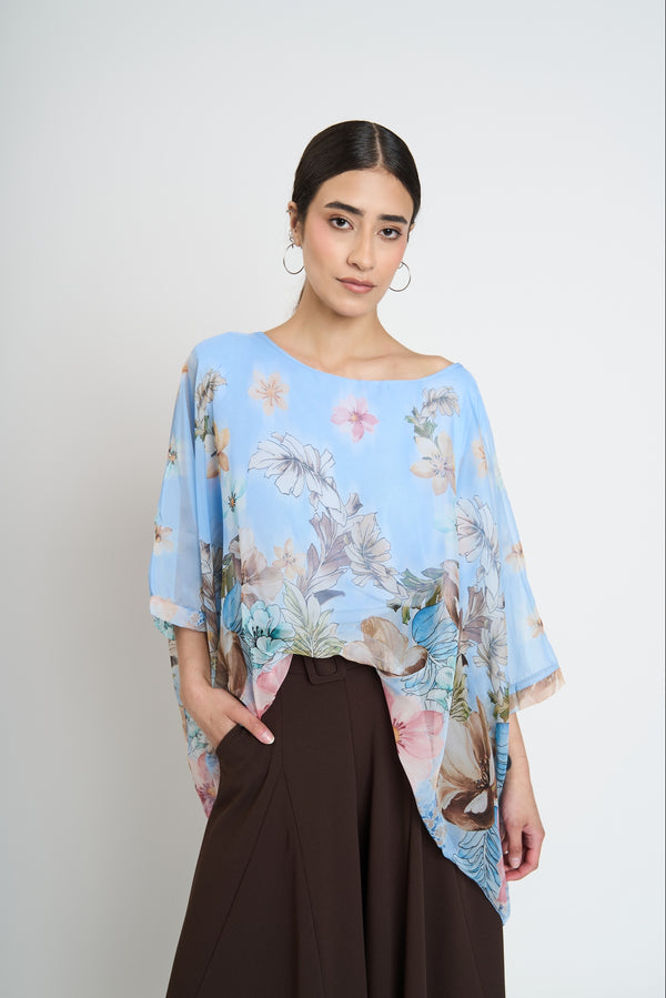 Blusa Mujer Serena Cuello redondo Cielo Lineatre