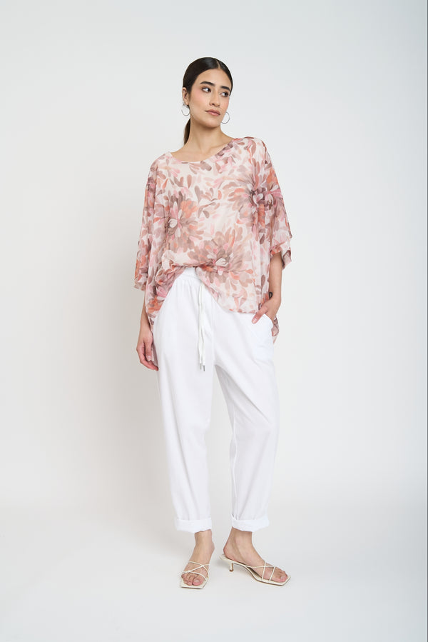 Blusa Mujer Clementina Cuello redondo Beige Lineatre