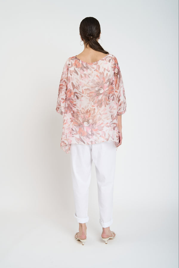 Blusa Mujer Clementina Cuello redondo Beige Lineatre