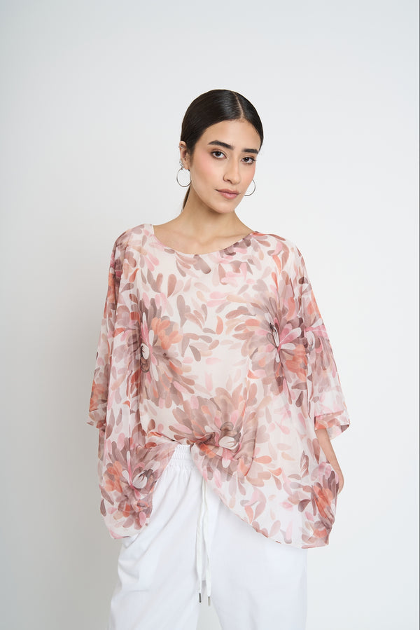Blusa Mujer Clementina Cuello redondo Beige Lineatre