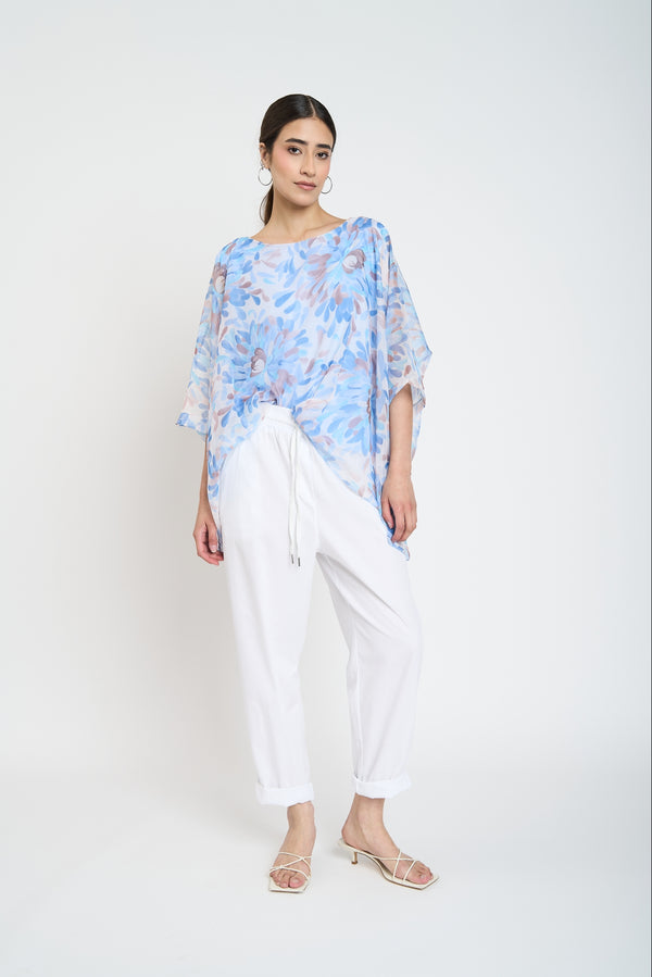 Blusa Mujer Clementina Cuello redondo Cielo Lineatre