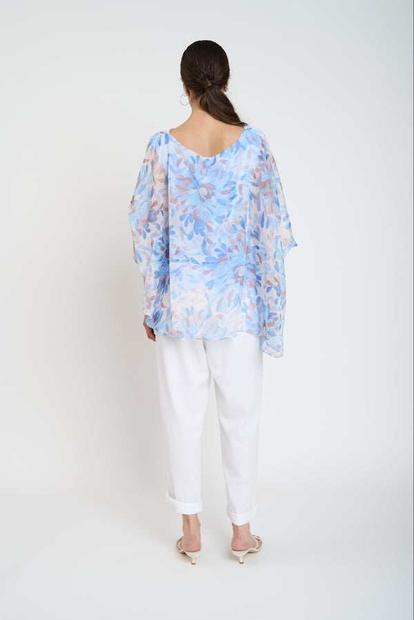 Blusa Mujer Clementina Cuello redondo Cielo Lineatre