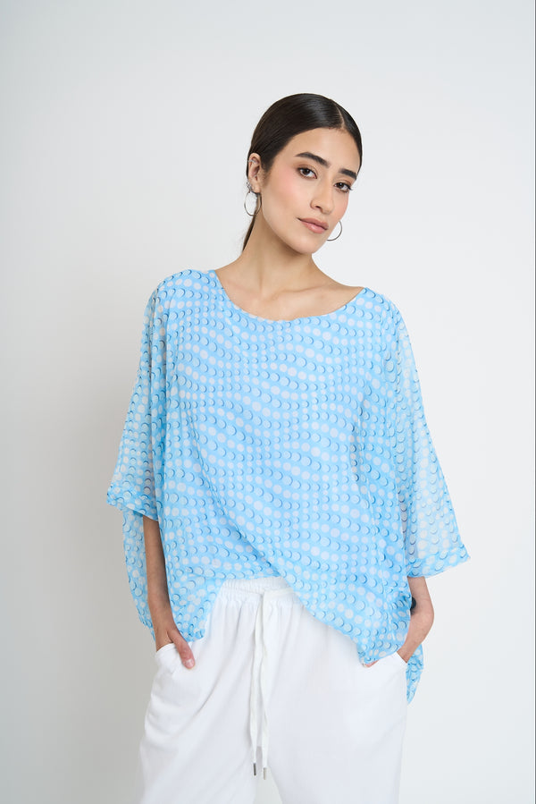 Blusa Mujer Allegra Cuello redondo Cielo Lineatre