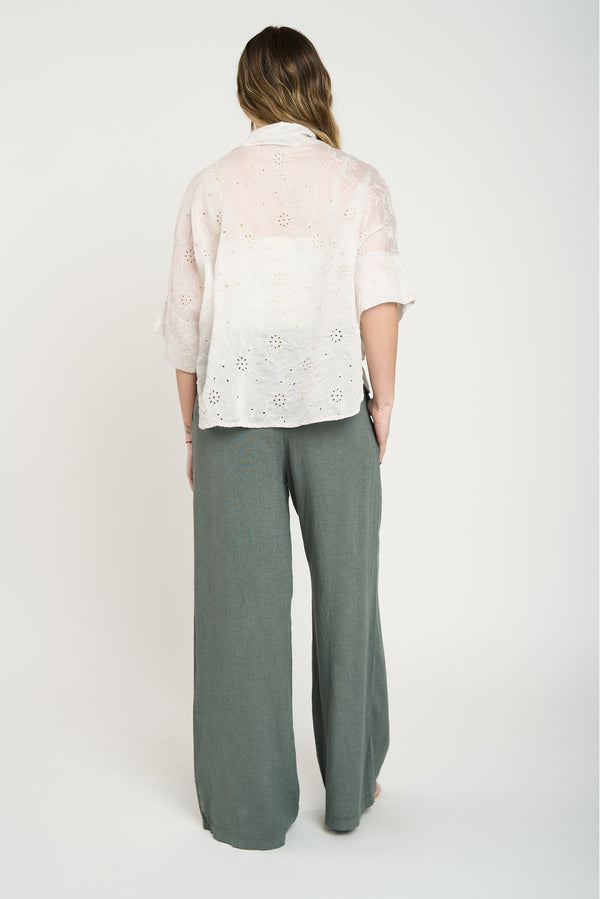 Blusa Mujer Matilde Cuello con solapa Beige Lineatre