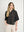 Blusa Negra con Bordado Floral Calado y Apliques Brillantes