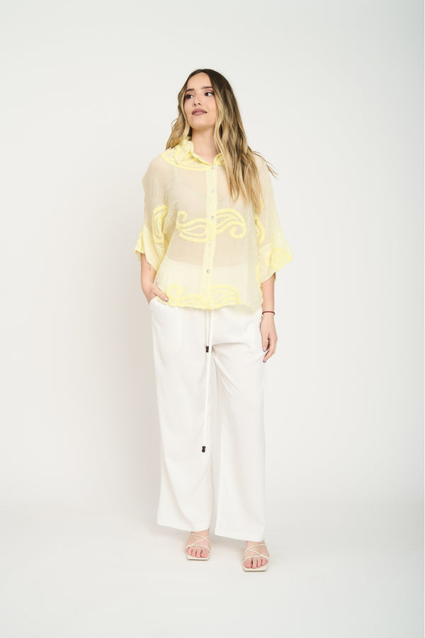 Blusa Amarilla con Bordado Paisley