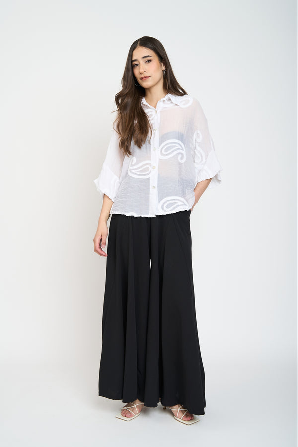 Blusa Mujer Amalia Cuello con solapa Blanco Lineatre