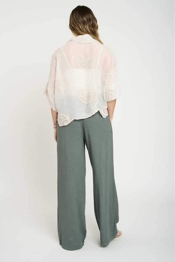 Blusa Mujer Amalia Cuello con solapa Beige Lineatre
