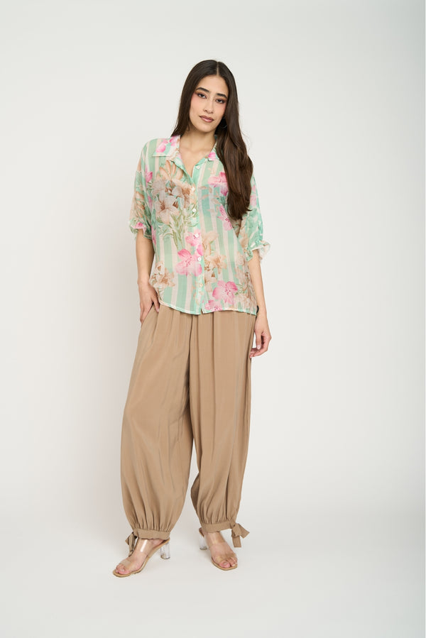Pantalón Mujer Zoe Largo Tiro Alto Camel Lineatre