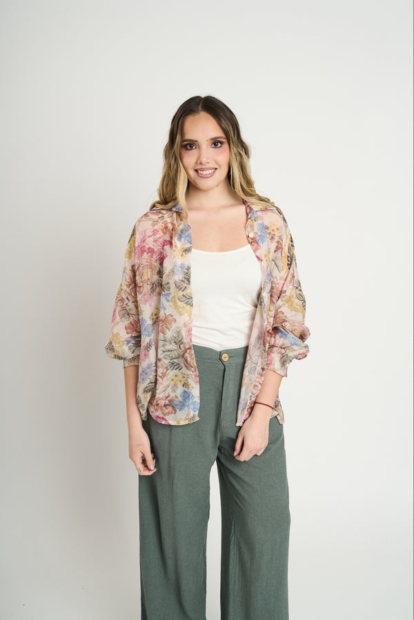 Blusa Mujer Michela Beige Lineatre