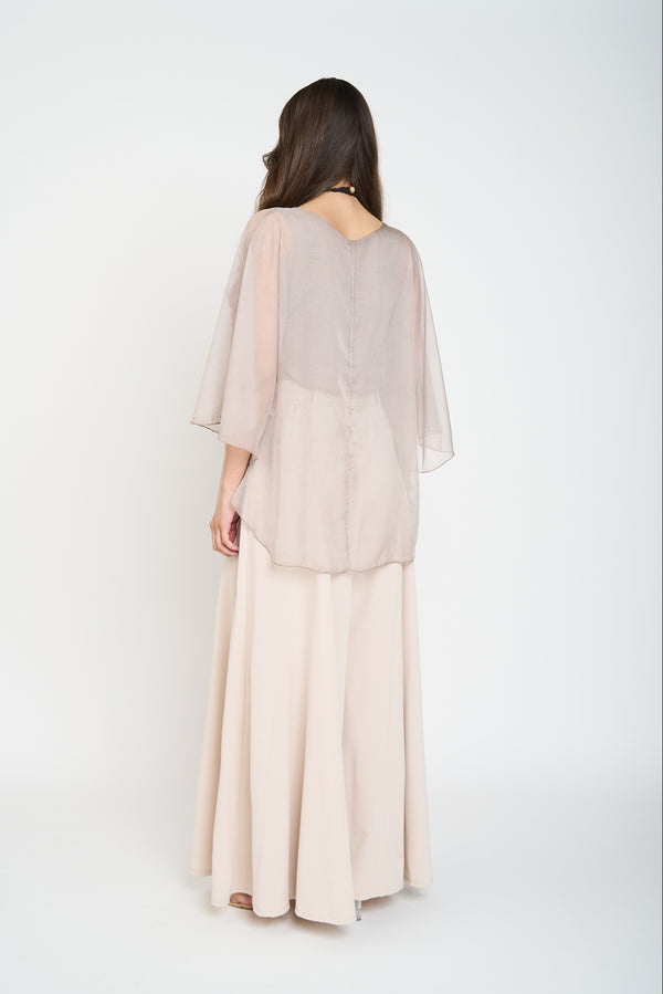 Blusa Mujer Antonia Cuello redondo Fango Lineatre