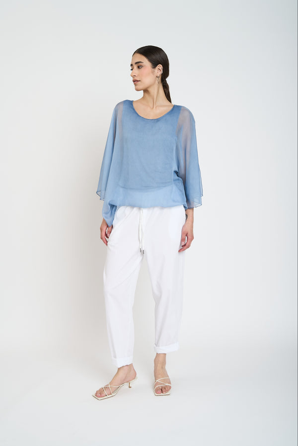 Blusa Mujer Antonia Cuello redondo Jeans Lineatre