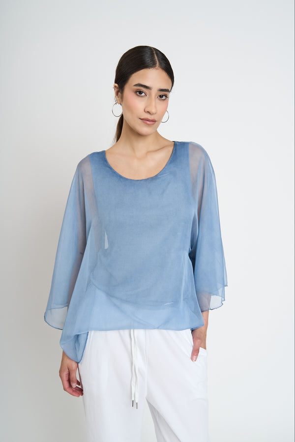 Blusa Mujer Antonia Cuello redondo Jeans Lineatre