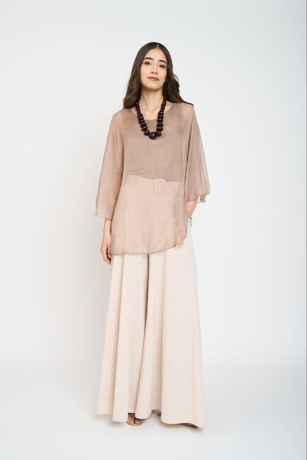 Blusa Mujer Antonia Cuello redondo Chocolate Lineatre