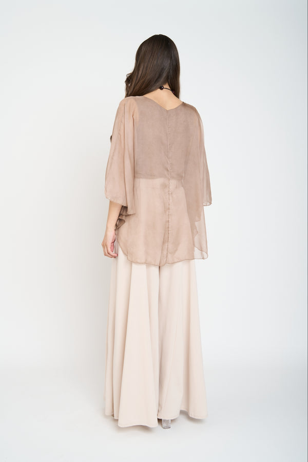 Blusa Mujer Antonia Cuello redondo Chocolate Lineatre