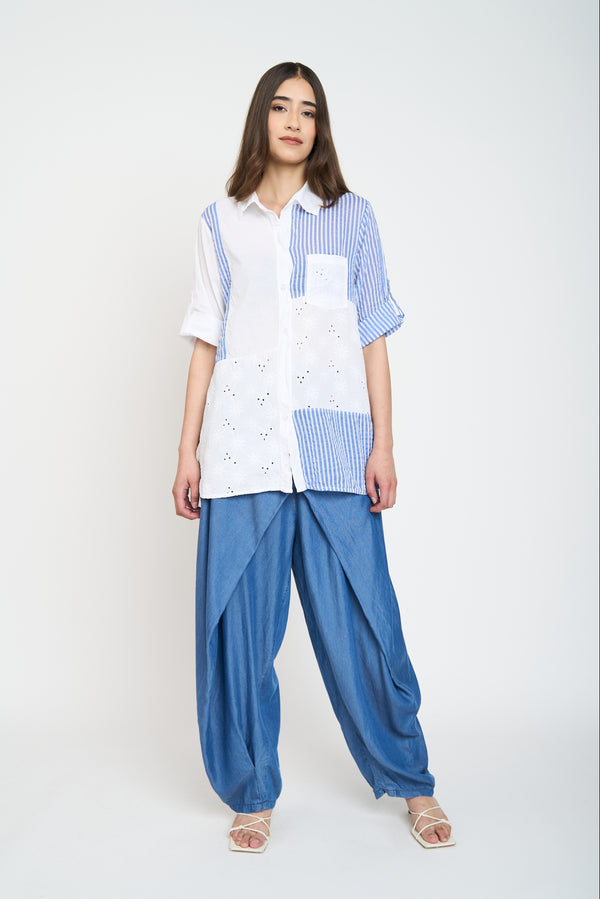 Blusa Mujer Rosana Cuello con solapa Blanco Lineatre