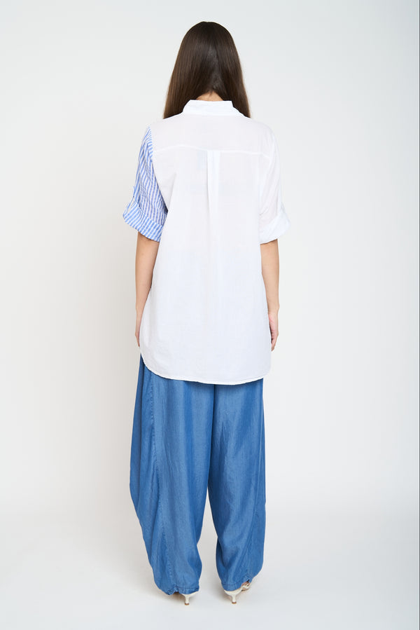 Blusa Mujer Rosana Cuello con solapa Blanco Lineatre