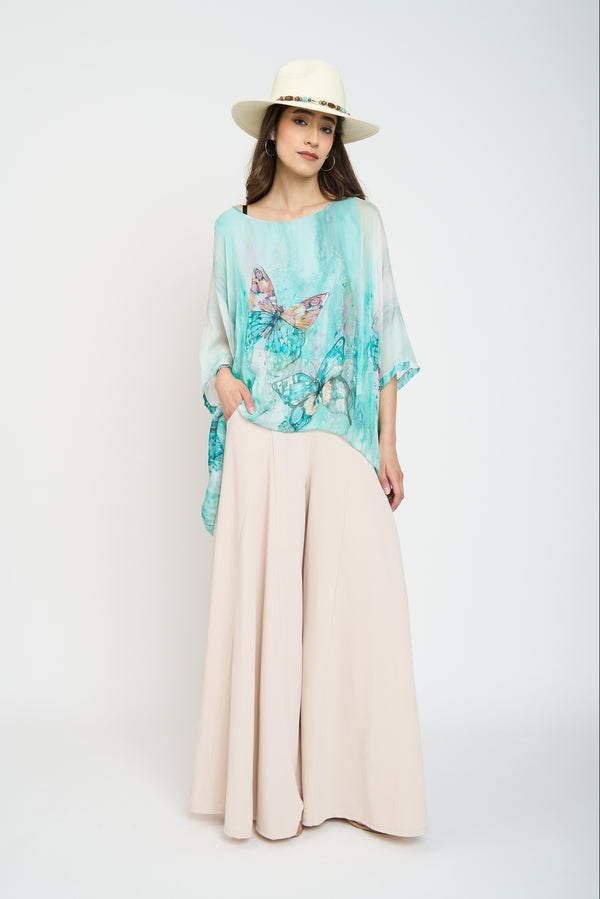 Blusa Mujer Ida Cuello redondo Agua Lineatre