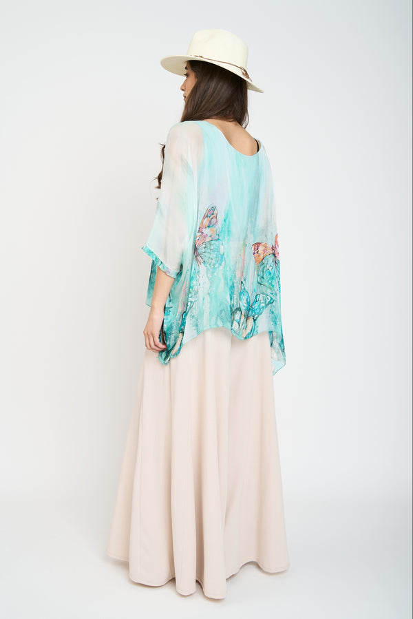 Blusa Mujer Ida Cuello redondo Agua Lineatre