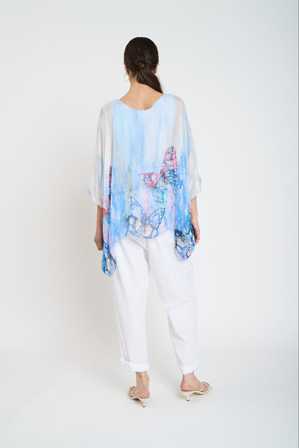 Blusa Mujer Ida Cuello redondo Celeste Lineatre