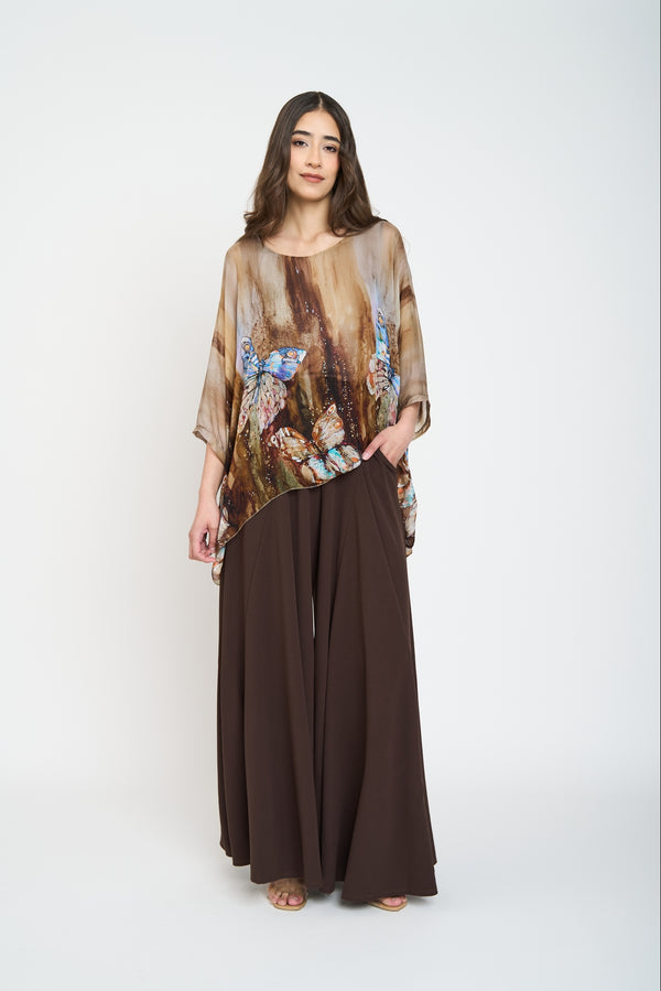 Blusa Mujer Ida Cuello redondo Fango Lineatre